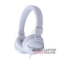 Astrum HS300 fehér 3,5mm univerzális fejhallgató, bőr fülpárnákkal, mikrofonnal, extra mély hangzás