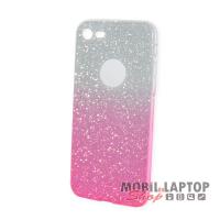 Szilikon tok Apple iPhone 7 / 8 ( 4,7" ) csillámos rózsaszín-átlátszó