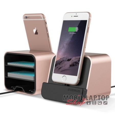 Dokkoló Apple iPhone 5 / 6 / 6 Plus / SE / iPod / iPad és Micro USB töltő rózsaarany I-Depot VERUS